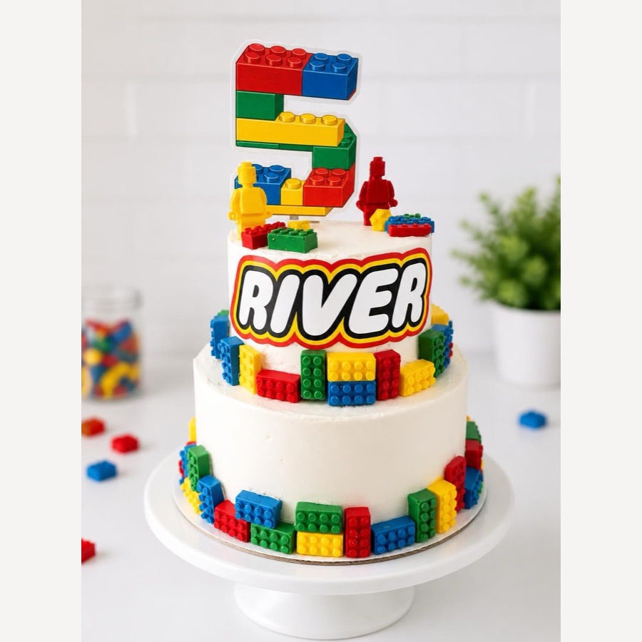 Sweet Snackerie — Two-tier Lego birthday cake